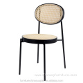 Nordic rattan upholstery back metal frame chair